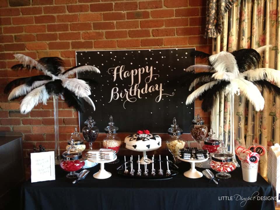 Classy Black and White Birthday Party Candy Buffet