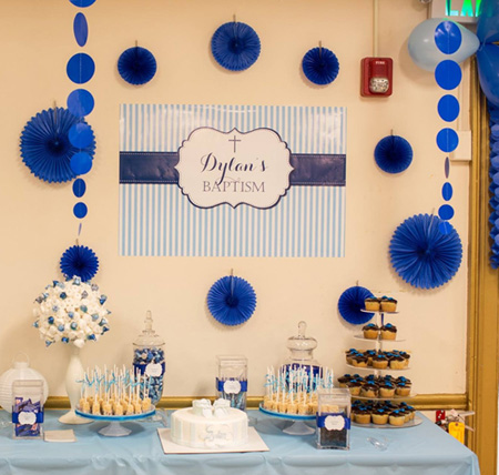 Navy and Blue Baptism Backdrop