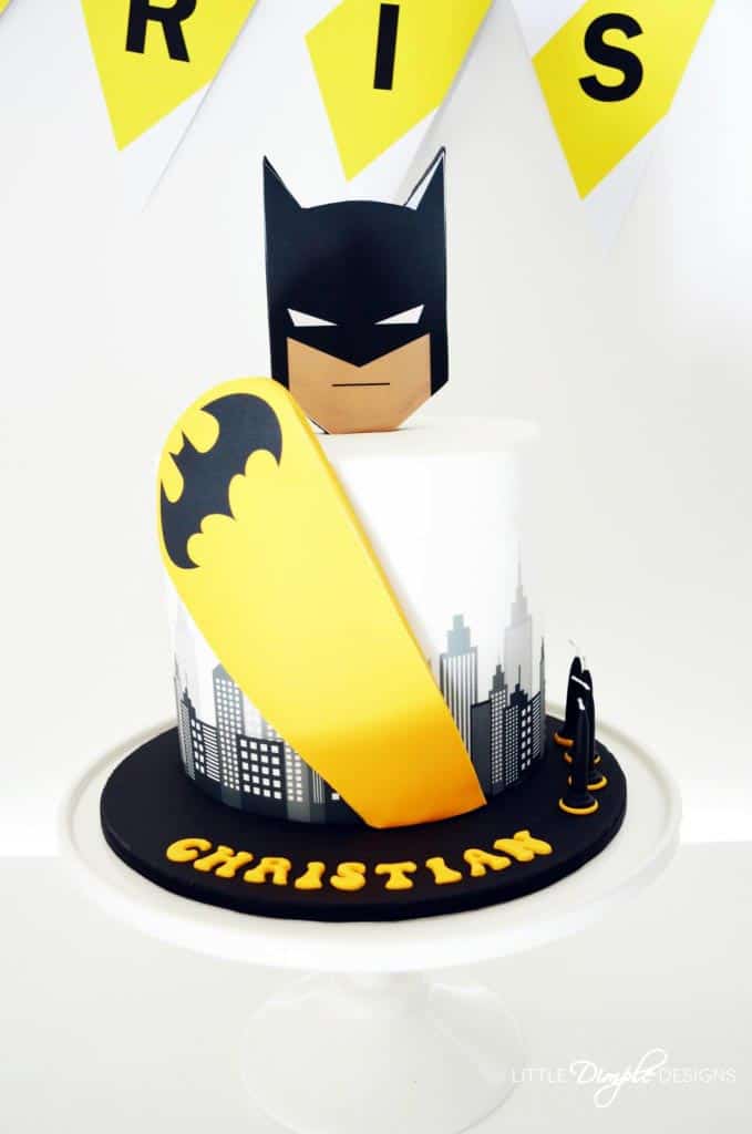 batman cake birthday modern printables superhero littledimpledesigns