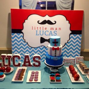 Little Man Birthday in Blue and Red