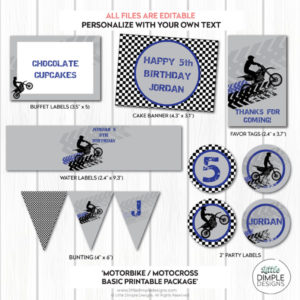 Motorbike / Motocross / Dirt Bike Printable Party Package