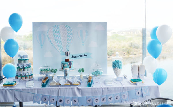 hot air balloon party ideas with backdrop