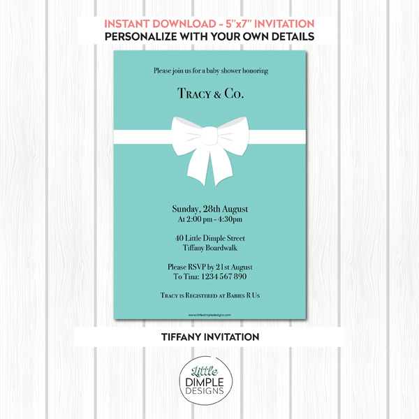 Tiffany Blue Invitation Template Little Dimple Designs