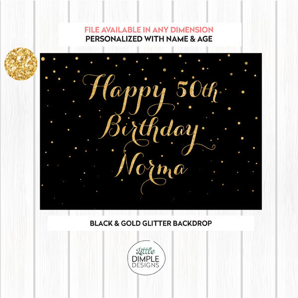 Black and Gold Birthday Backdrop